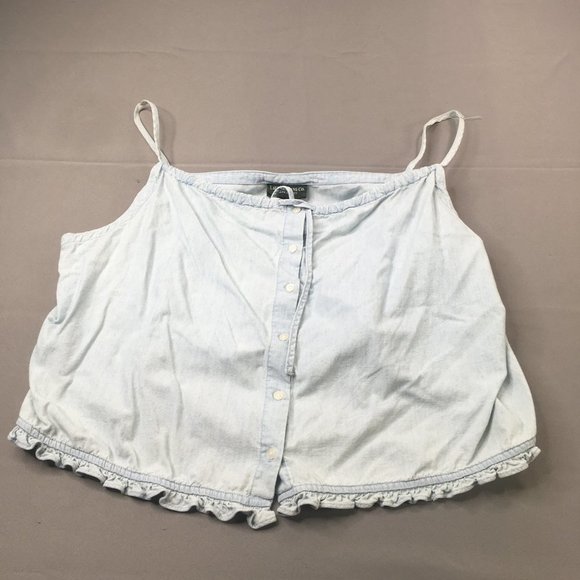 Lauren Jeans Co Womens Shirt 20W Crop Sleeveles Tank Top Front Button Summer - Picture 1 of 7